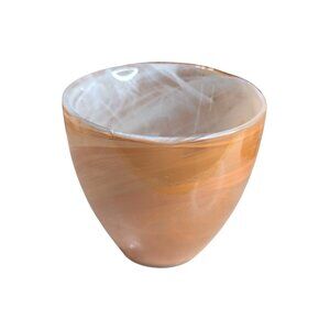 Sea Glasbruk Kosta Sweden Orange Candle Votive 9x10cm Handcrafted Recycled Sea G